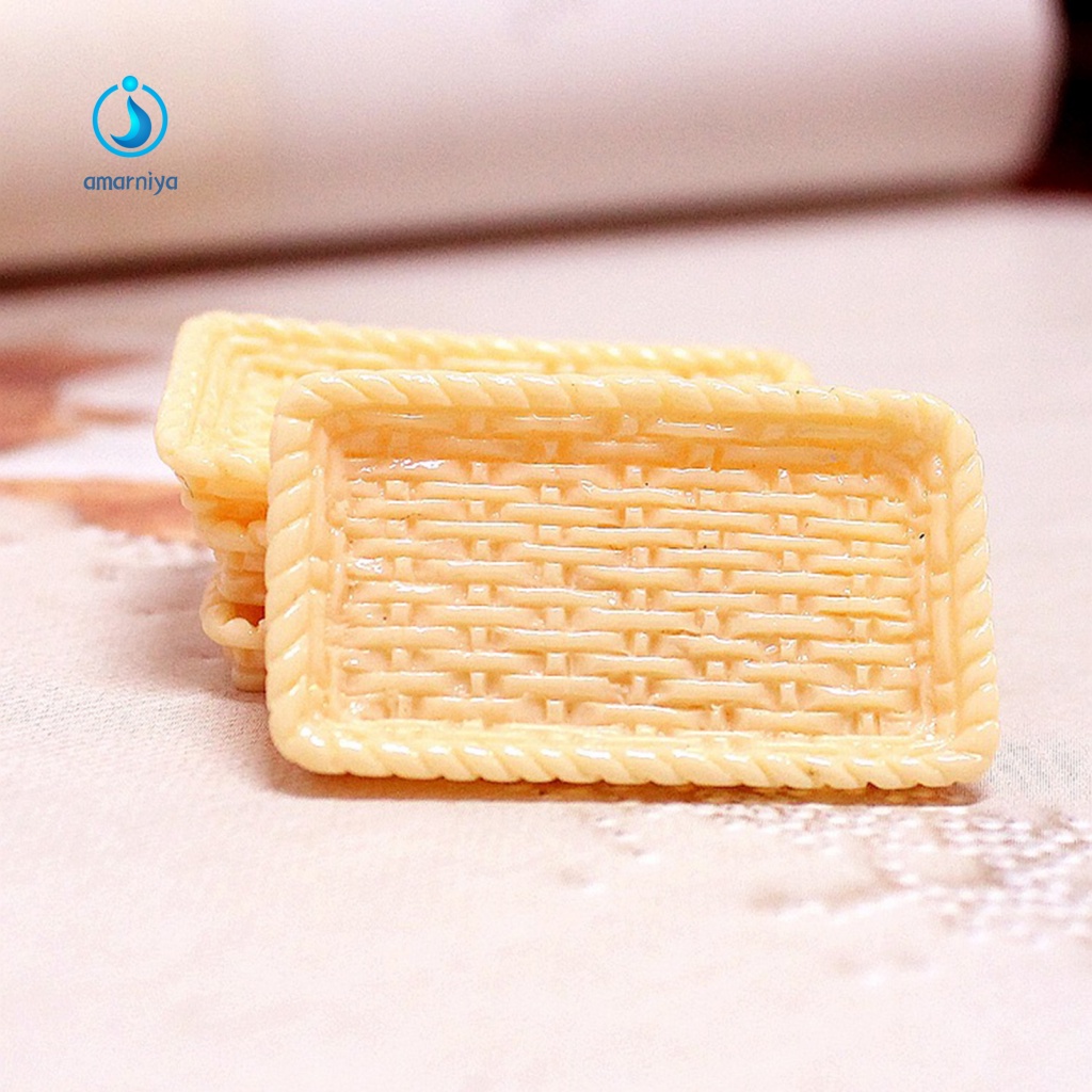 Set 4 Khay Mây Mini Trang Trí Nhà Búp Bê