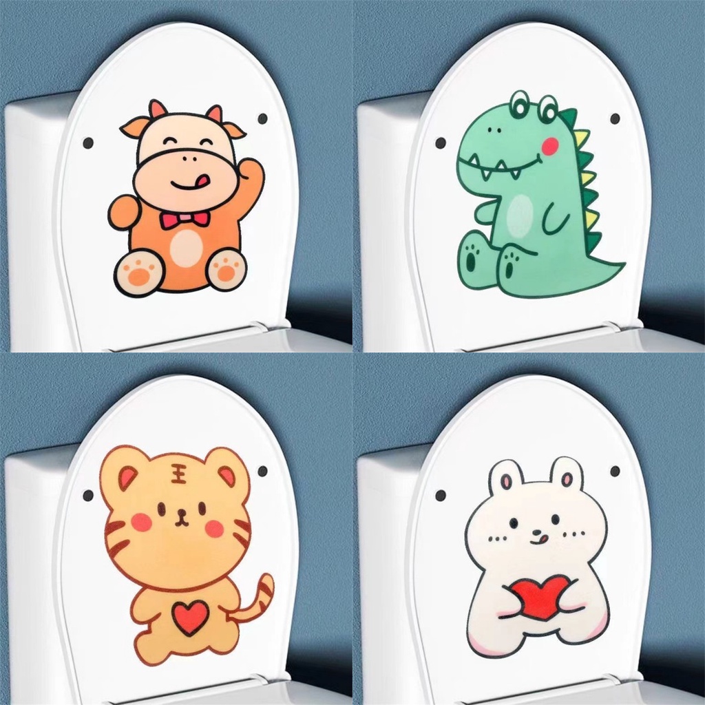 Miếng Dán Trang Trí Toilet Tự Dính Họa Tiết Hoạt Hình Có Chức Năng Khử Mùi