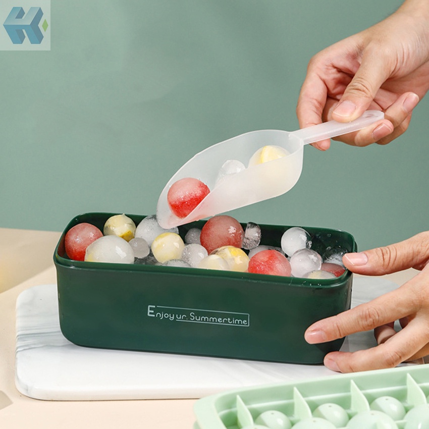1 Bộ Khuôn Làm Đá Hình Tròn Bằng PP Siêu Mềm Kèm Nắp Đậy Dùng Tại Nhà