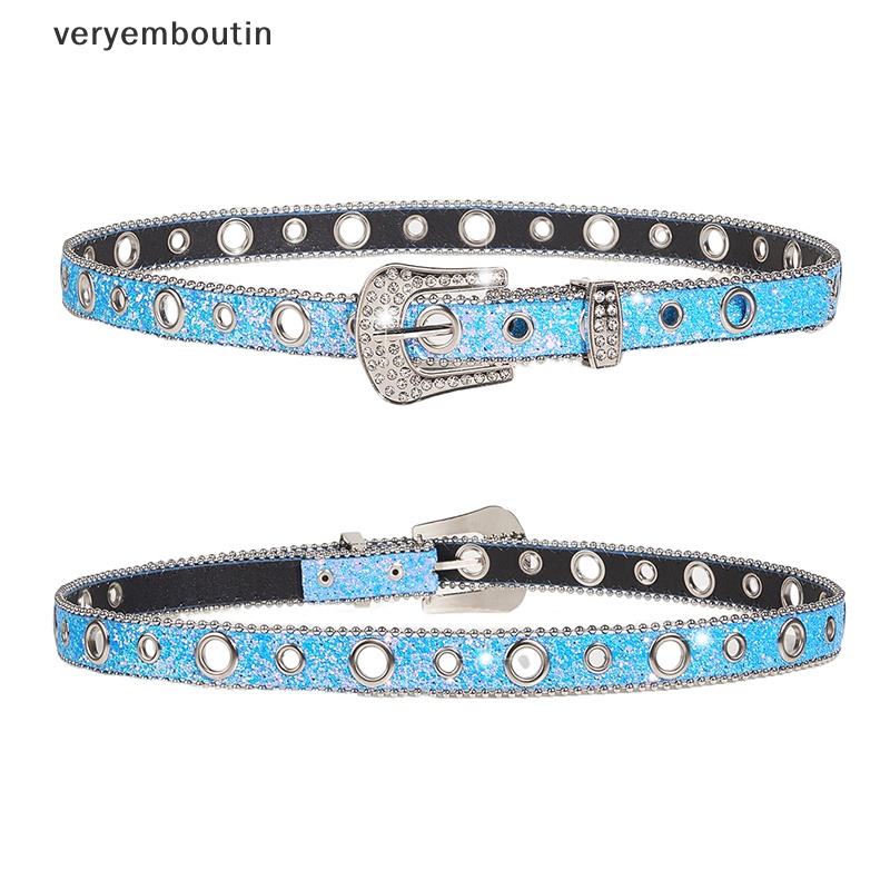 Thắt Lưng Da PU Đính Đá Phong Cách Cao Bồi Phương Tây Y2K Dành Cho Nam Nữ
