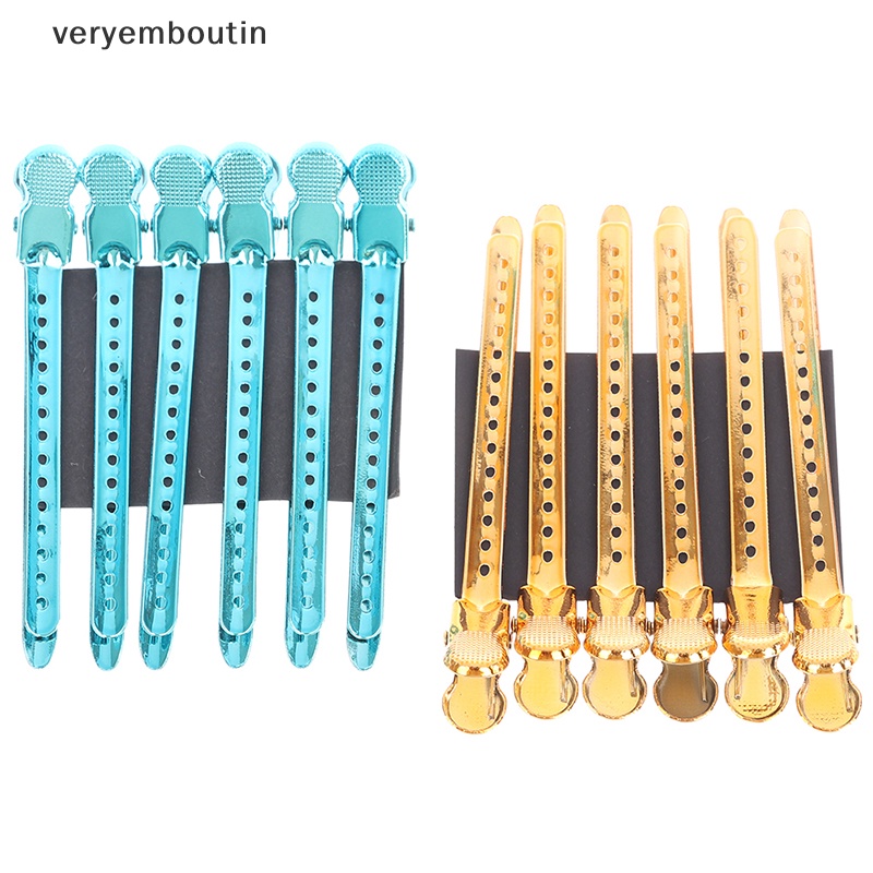 Set 6 Kẹp Mỏ Vịt Bằng Kim Loại Chuyên Dụng Cho Salon Làm Tóc