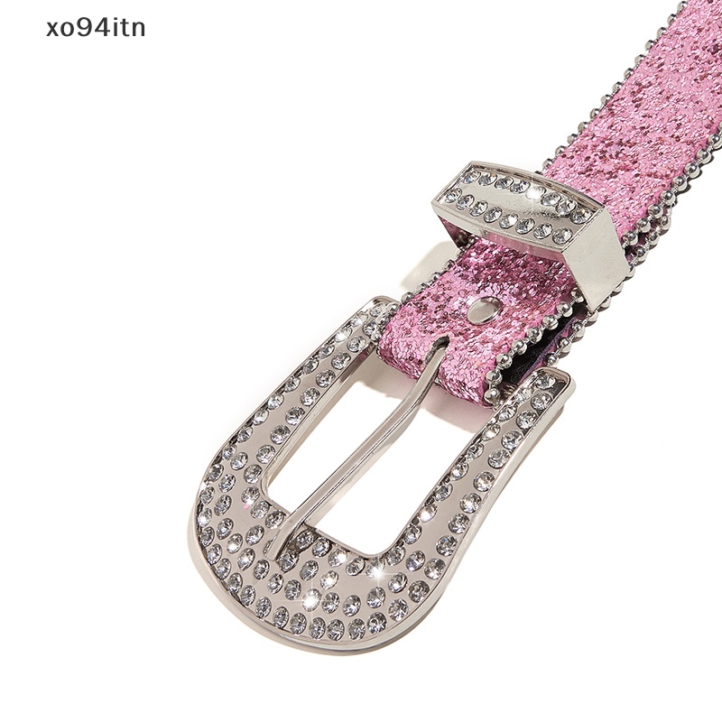 Thắt Lưng Da PU Đính Đá Lấp Lánh Phong Cách Cao Bồi Y2K