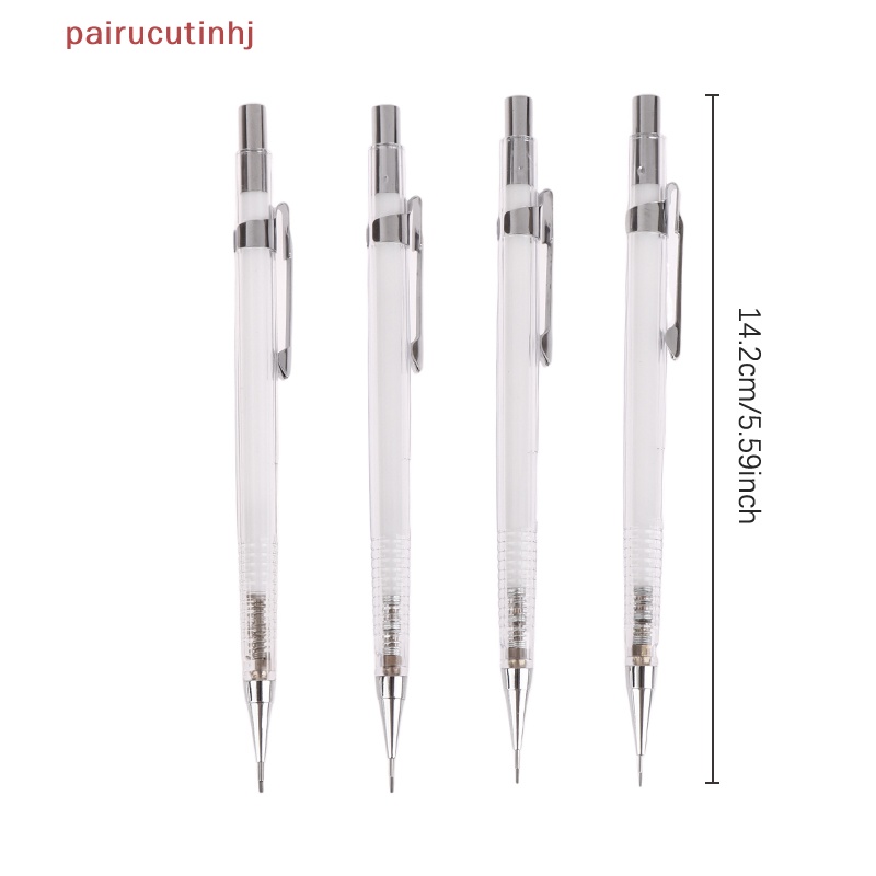 Cặp Bút Chì Bấm Ngòi 0.3 0.5 0.7 0.9mm Trong Suốt Đơn Giản