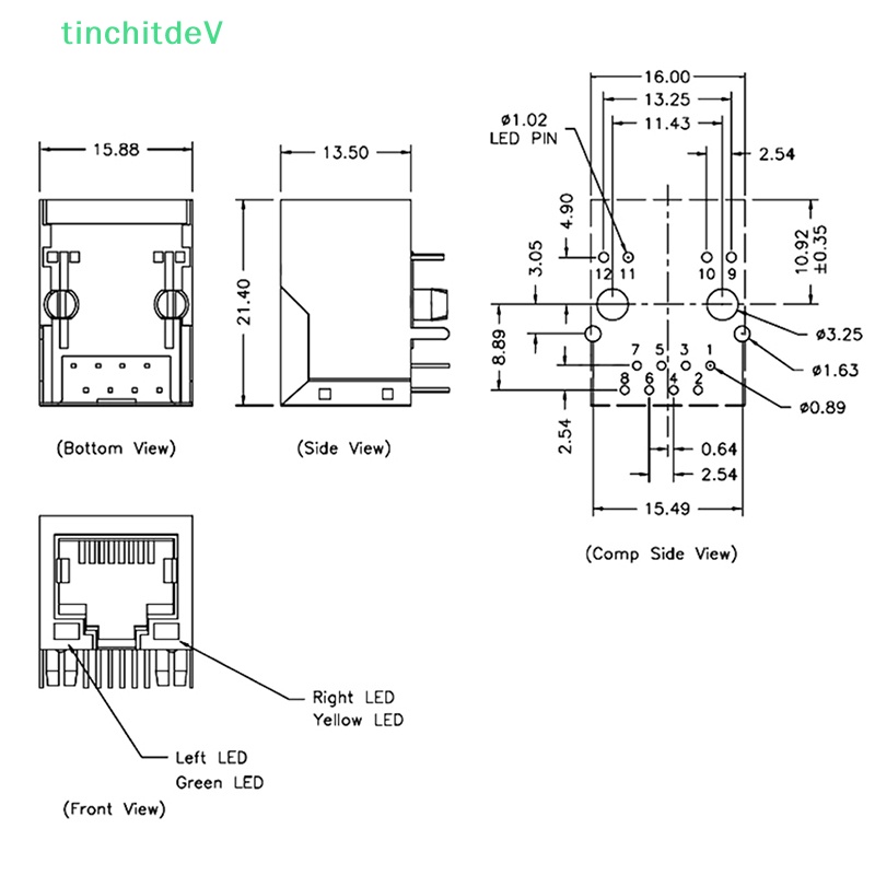 Bộ 2 Túi Thiếc HR911105Dây Cáp Kết Nối RJ45 Chuyển Đổi Mạng Ethernet RJ45 Dài 100M RJ45