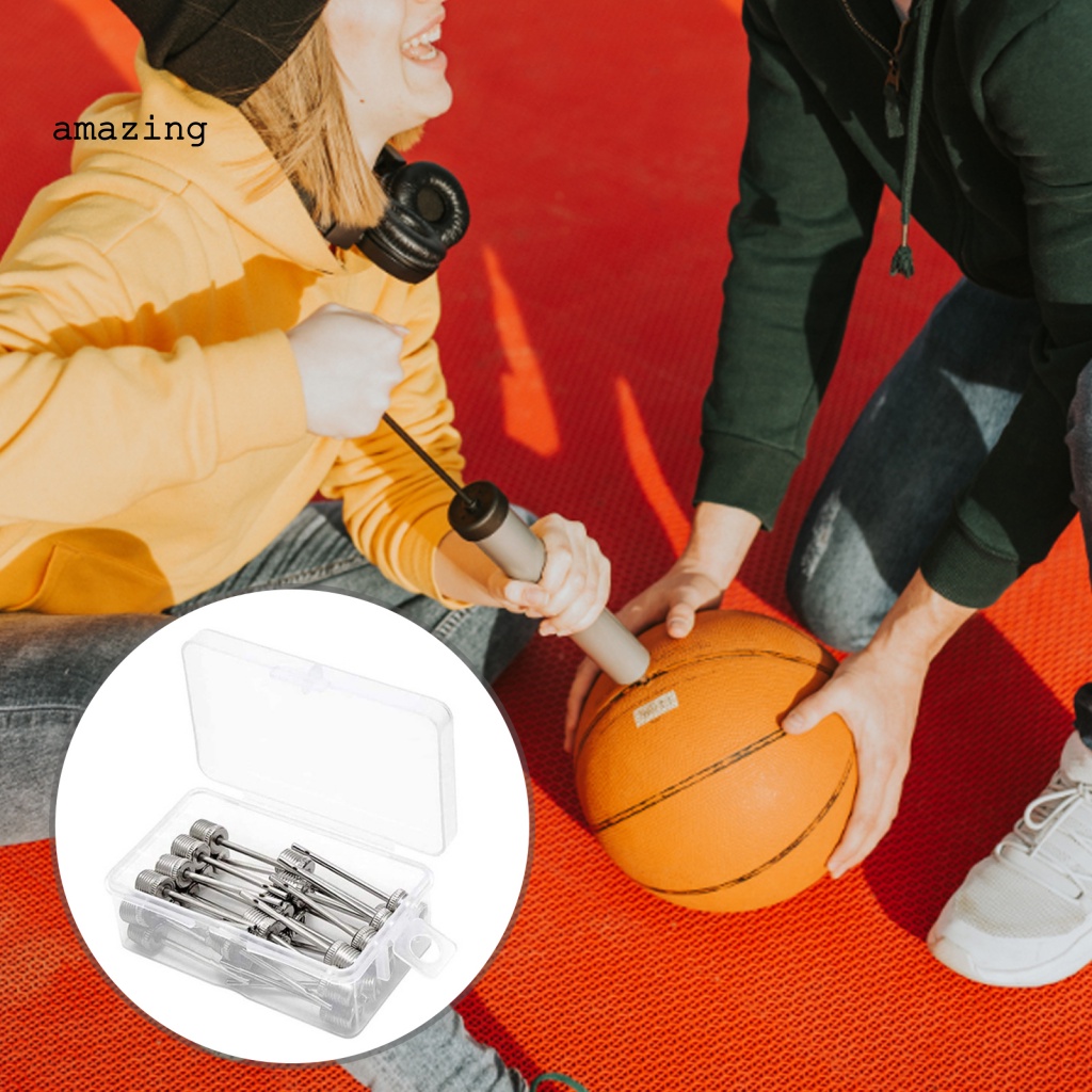 1 Bộ Kim Bơm Hơi Thể Thao Bằng Thép Không Gỉ Kèm Hộp Đựng