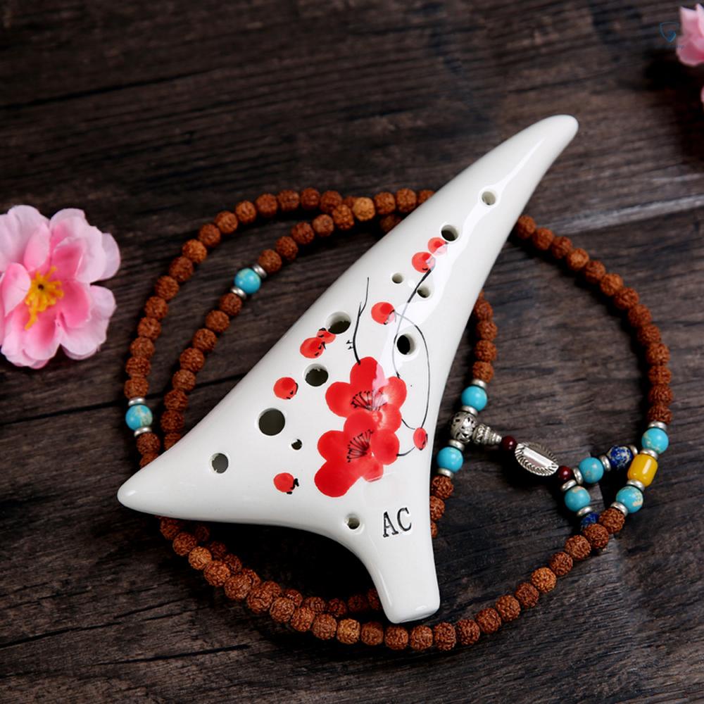 Nhạc Cụ Ocarina Alto C 12 Lỗ Bằng Gốm Sứ Có Dây Đeo Bảo Vệ Cho Người Yêu Âm Nhạc