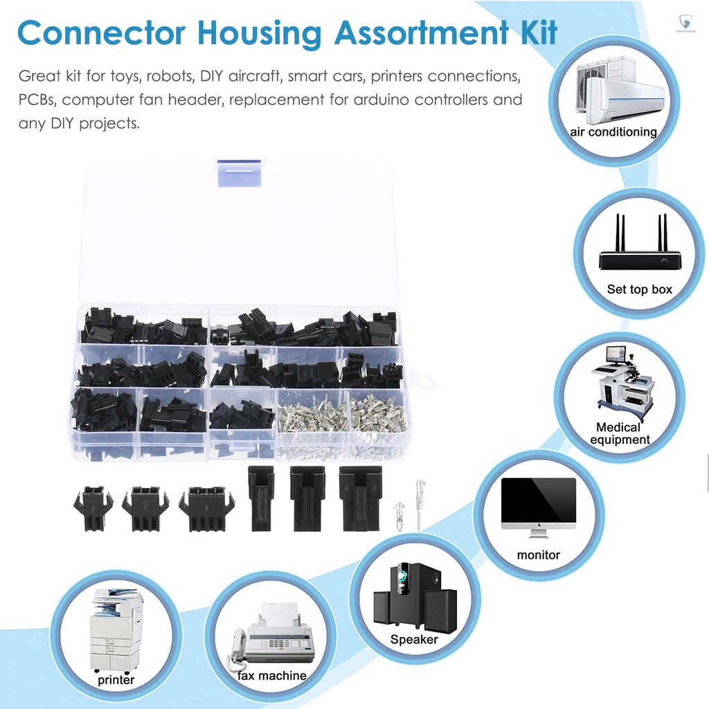 Set 480 Đầu Nối JST SM 2.54mm Pitch 2-Pin 3-Pin 4-Pin Cho Máy In