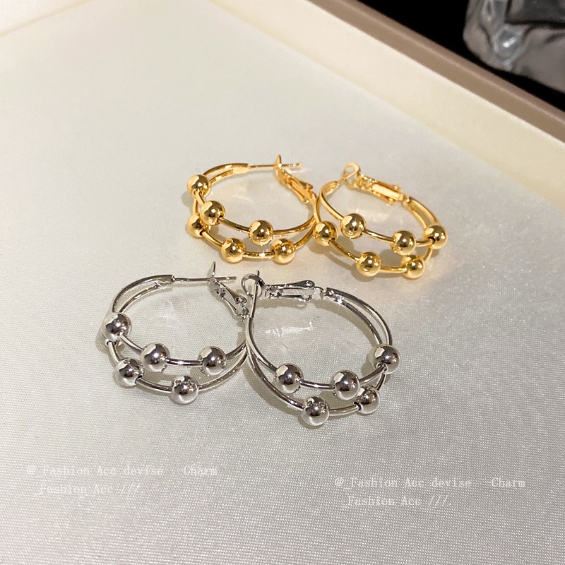 Bông Tai Mạ Bạc 925 Hai Lớp Gắn Hạt Thời Trang