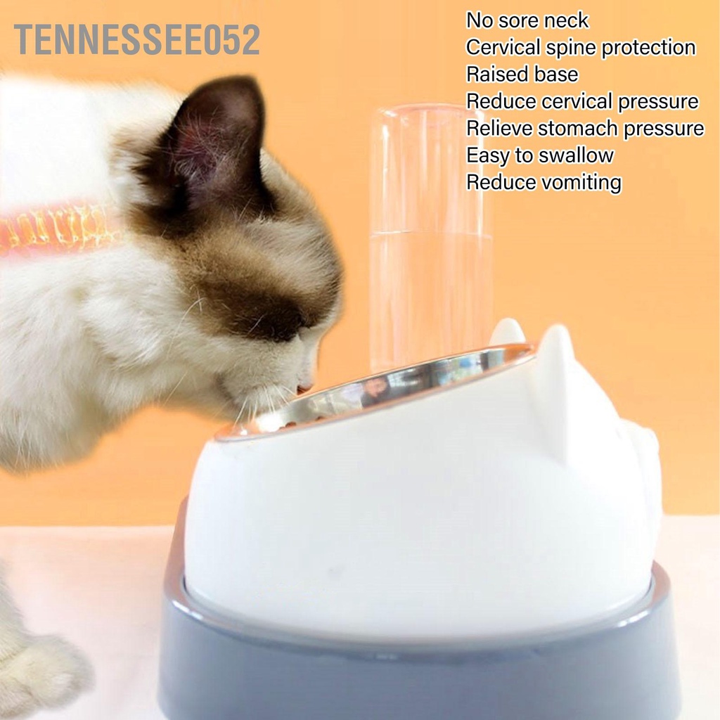 Tennessee052 Bát ăn cho mèo bằng thép không gỉ 304 Dung tích 200ml thú cưng có độ nghiêng cao chó Trắng
