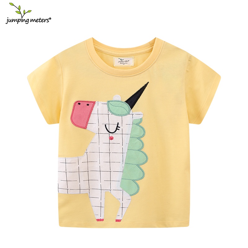 Áo Thun Tay Ngắn In Hình Kỳ Lân Dễ Thương Cho Bé Gái 1-7 Tuổi