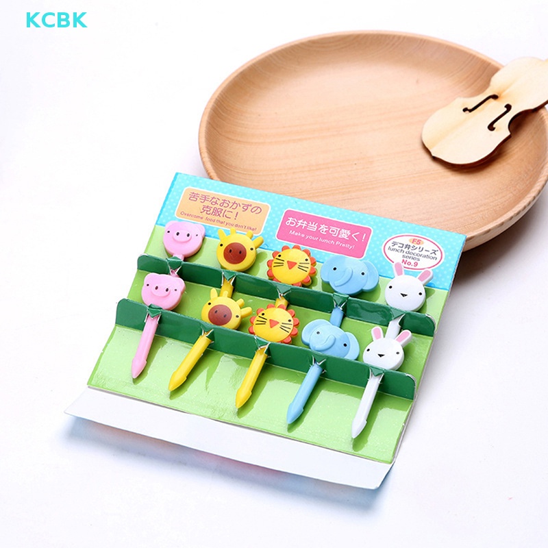 Bộ 10 Nĩa Ghim Trái Cây Hình Động Vật Xinh Xắn