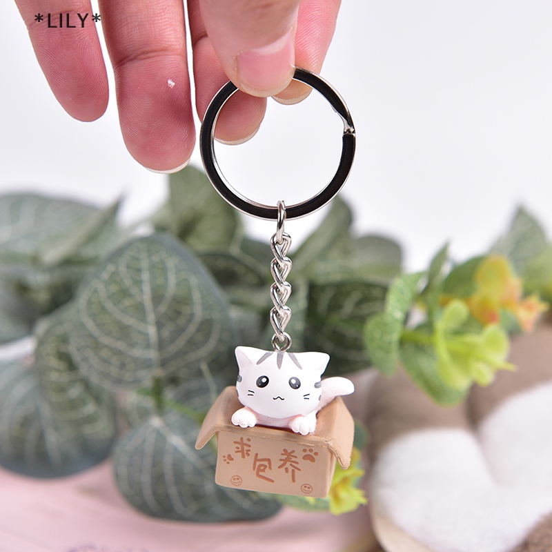 LILY Phim Hoạt Hình Đáng Yêu Mèo Vòng Chìa Khóa Chuỗi Mặt Dây Chuyền Trang Trí Cho Túi Xe Keychain Quà Tặng uuu