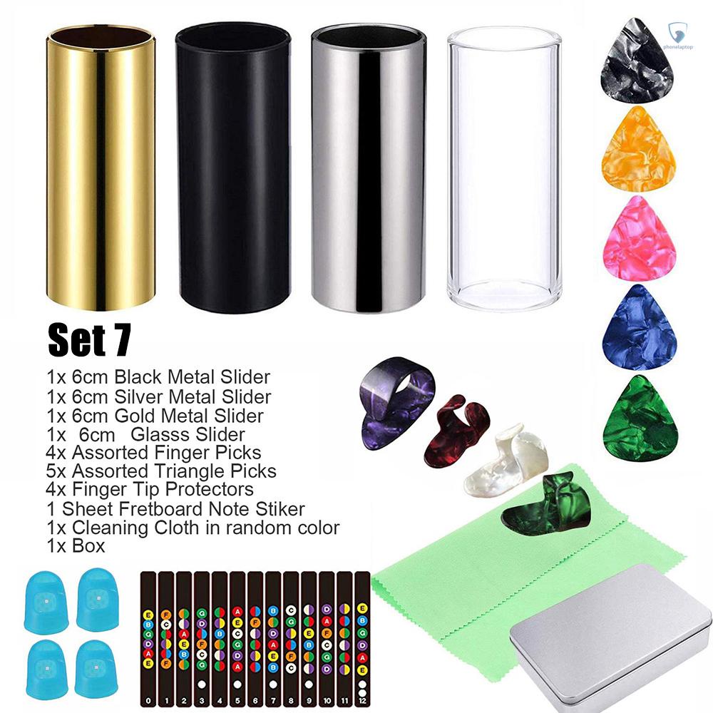 Bộ Phụ Kiện Miếng Gảy Đàn Guitar Điện (7) [laptvn] Bằng Kim Loại Thủy Tinh Và Miếng Gảy Tinh