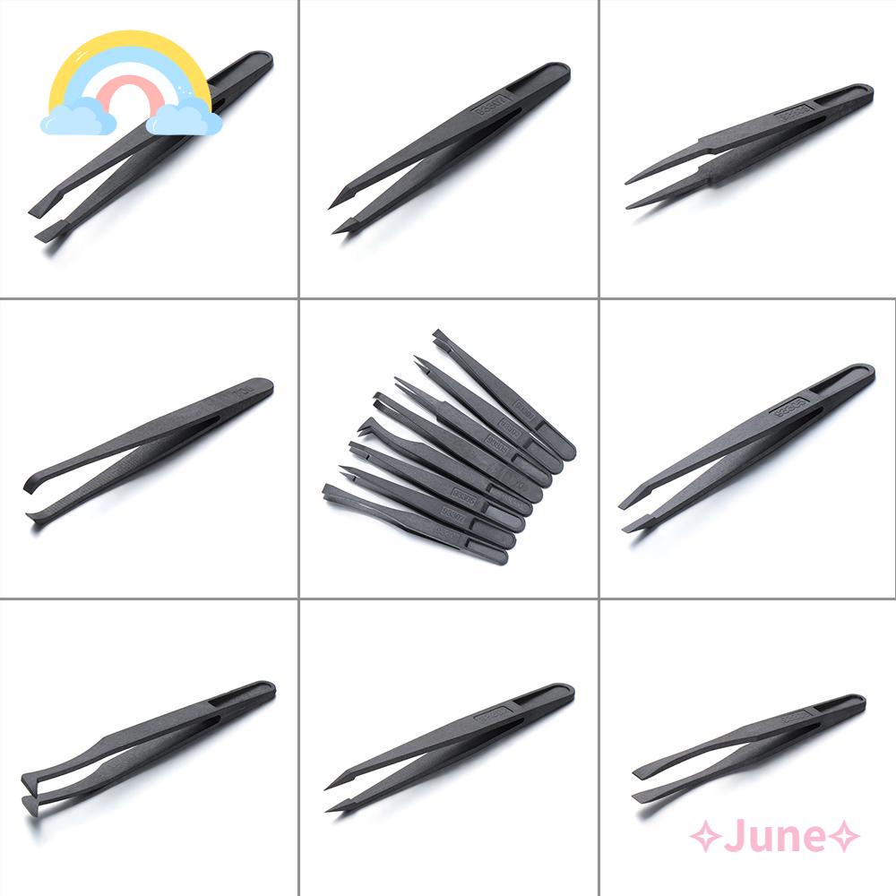 JUNE DIY Nail Tool Manicure Anti Static Plastic Tweezer Safe Electronic Maintenance Multifunctional Industrial