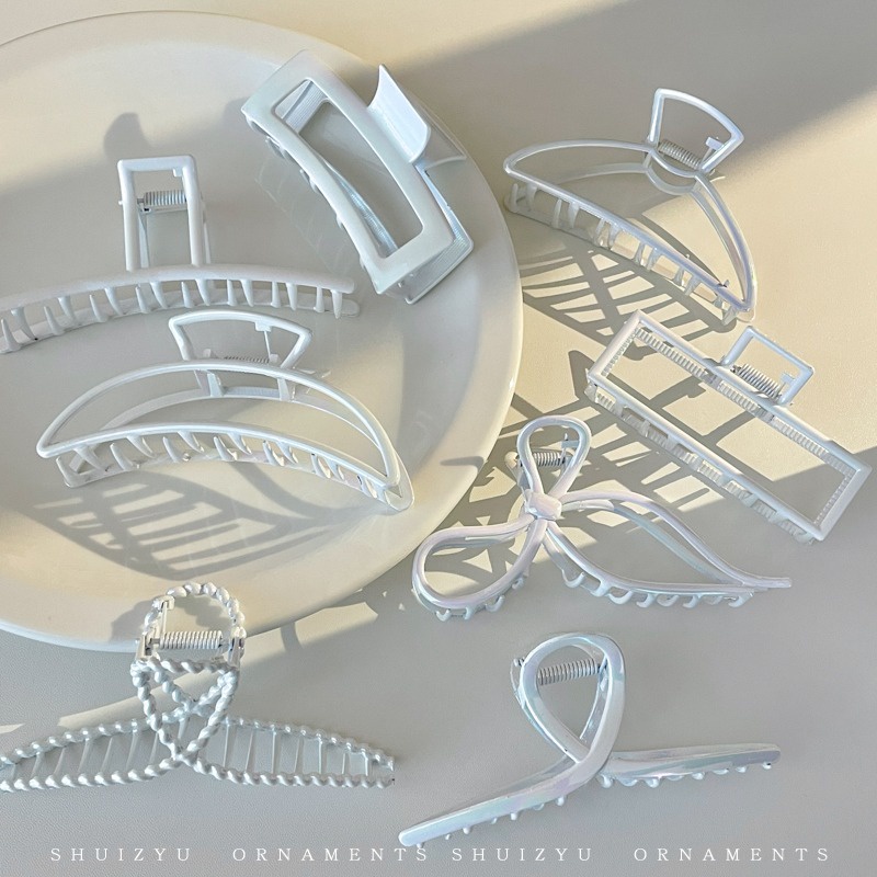 Kẹp Tóc Cá Mập Bằng Hợp Kim Màu Trắng Đơn Giản Thời Trang