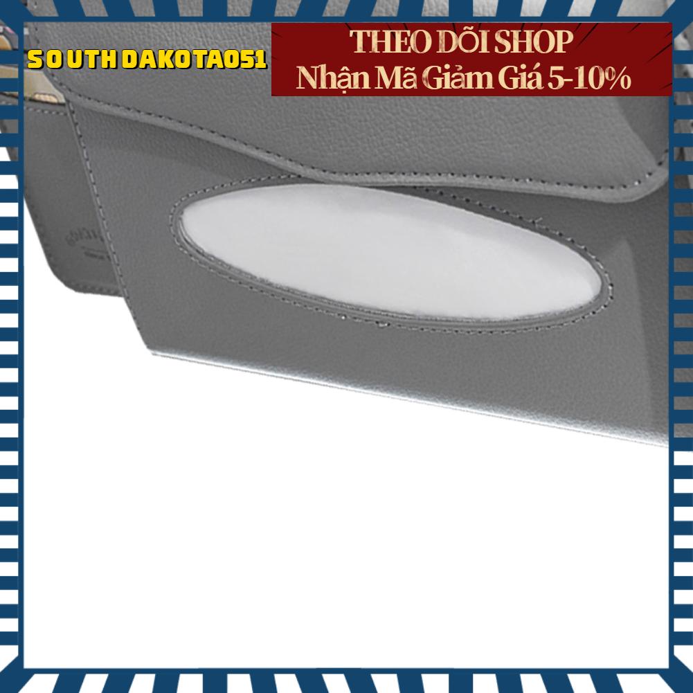 [Hàng Sẵn] Hộp đựng khăn giấy ô tô gắn tấm che nắng bằng da đa năng【Southdakota051】