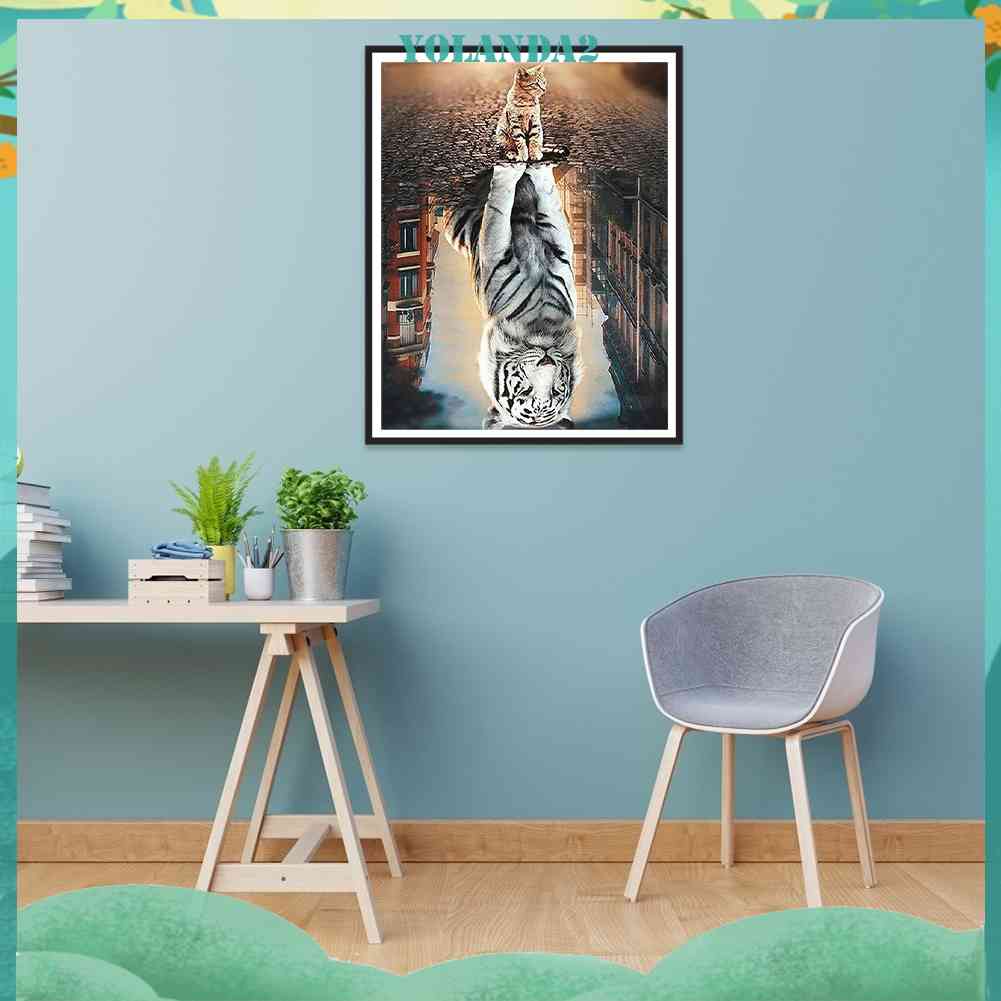 Tranh Đính Đá Kim Cương Toàn Bộ 5D DIY Hình Vẽ Mèo / Hổ