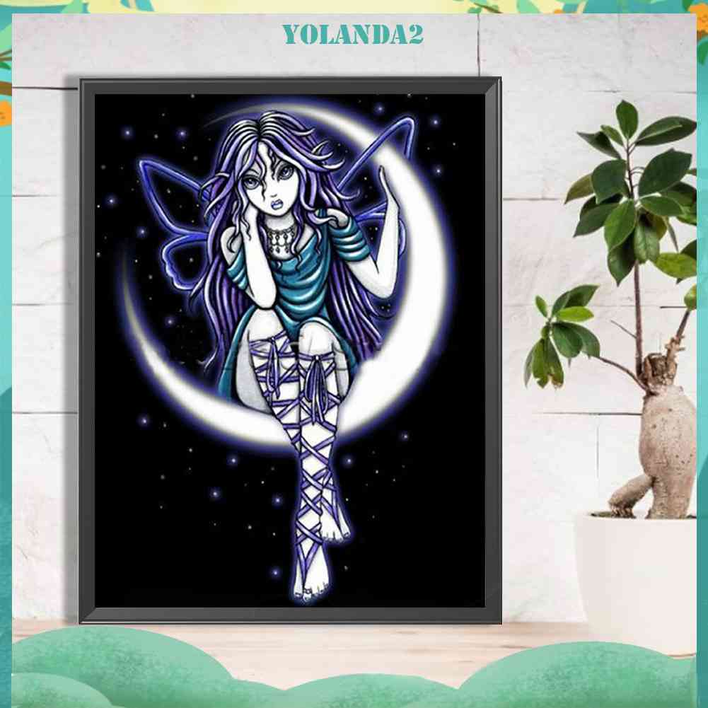 Bộ Tranh Đính Đá 5D Họa Tiết Mặt Trăng Độc Đáo DIY Dùng Trang Trí Nhà Cửa