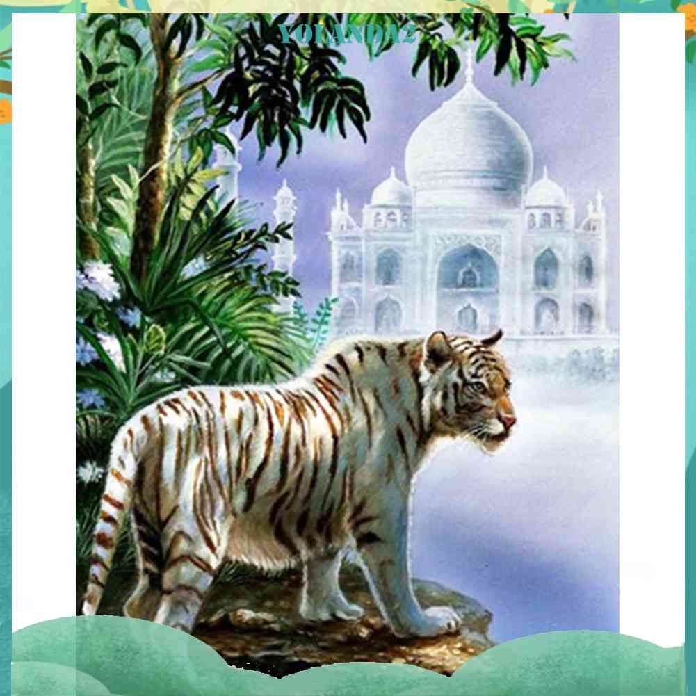 Bộ Tranh Đính Đá 5D DIY Hình Chú Hổ Trắng Độc Đáo Trang Trí Nhà Cửa