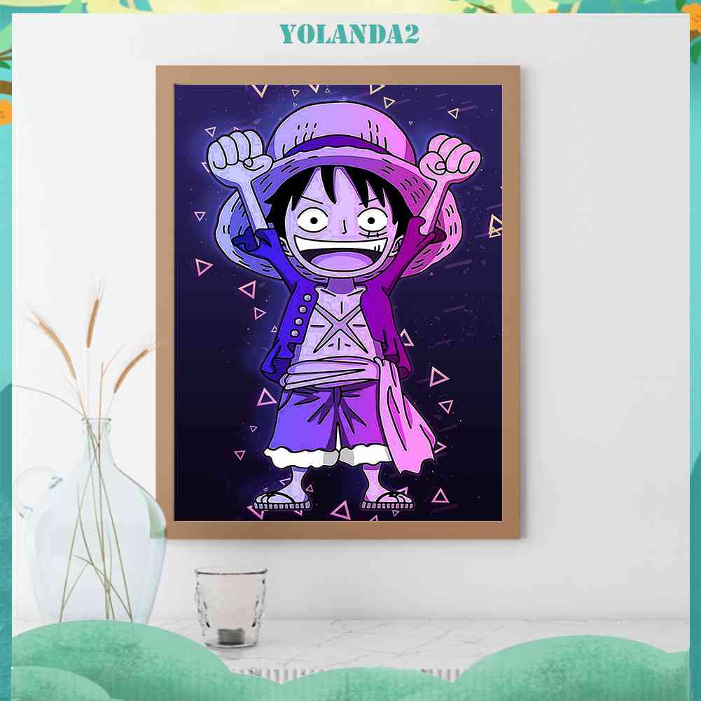 Tranh Đính Đá Kim Cương Toàn Bộ 5D DIY Hình Vẽ Khỉ Luffy Thủ Công Trang Trí Nhà