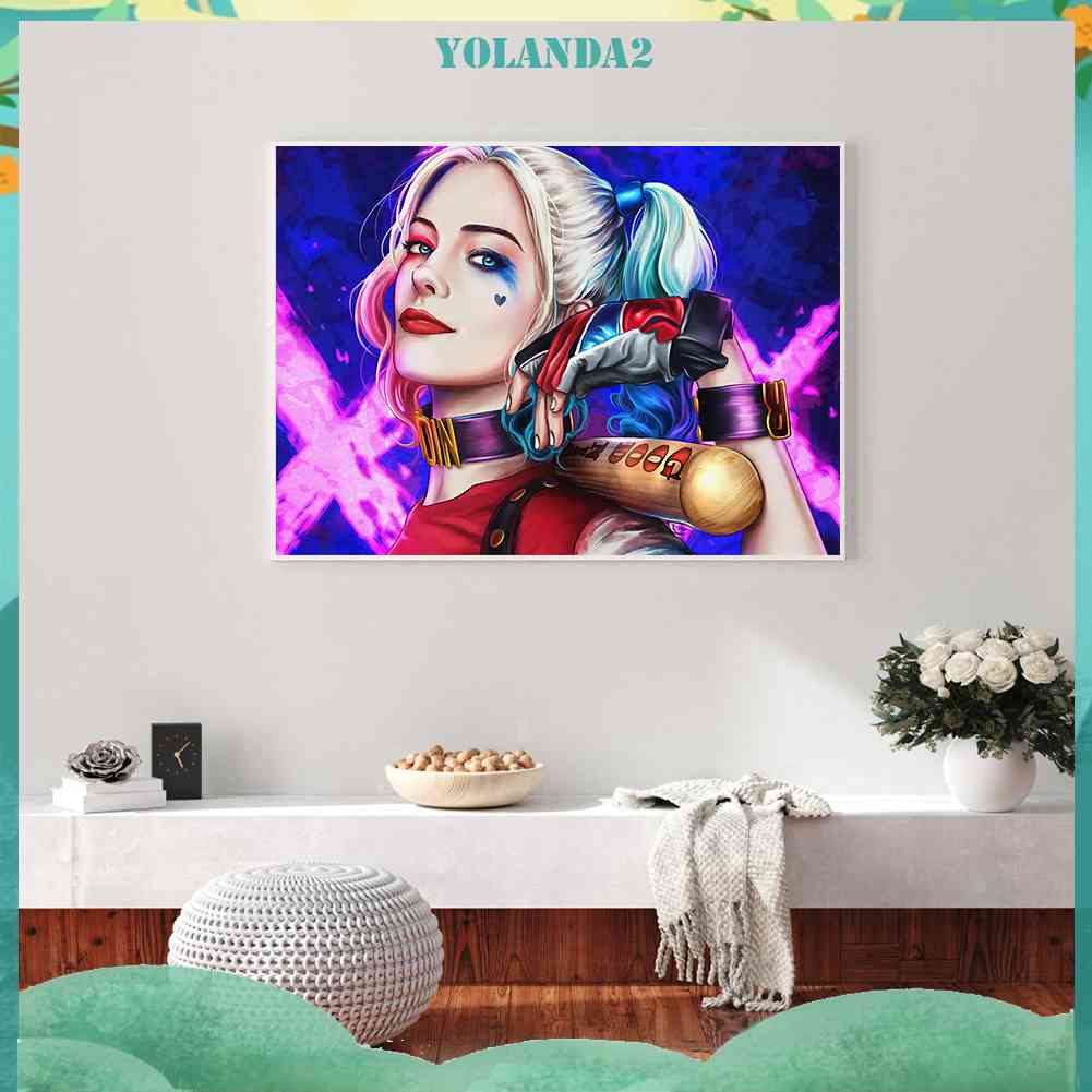 Tranh Đính Đá Kim Cương Toàn Bộ 5D DIY Hình Vẽ Harley Quinn