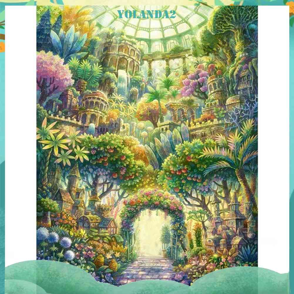 Tranh Đính Đá Kim Cương Toàn Bộ 5D DIY Hình Lâu Đài Khu Vườn