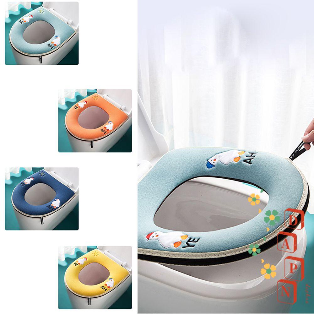 Vỏ Bọc Bệ Ngồi Toilet Thêu Họa Tiết Giữ Ấm Chống Thấm Nước Có Tay Cầm Tiện Dụng