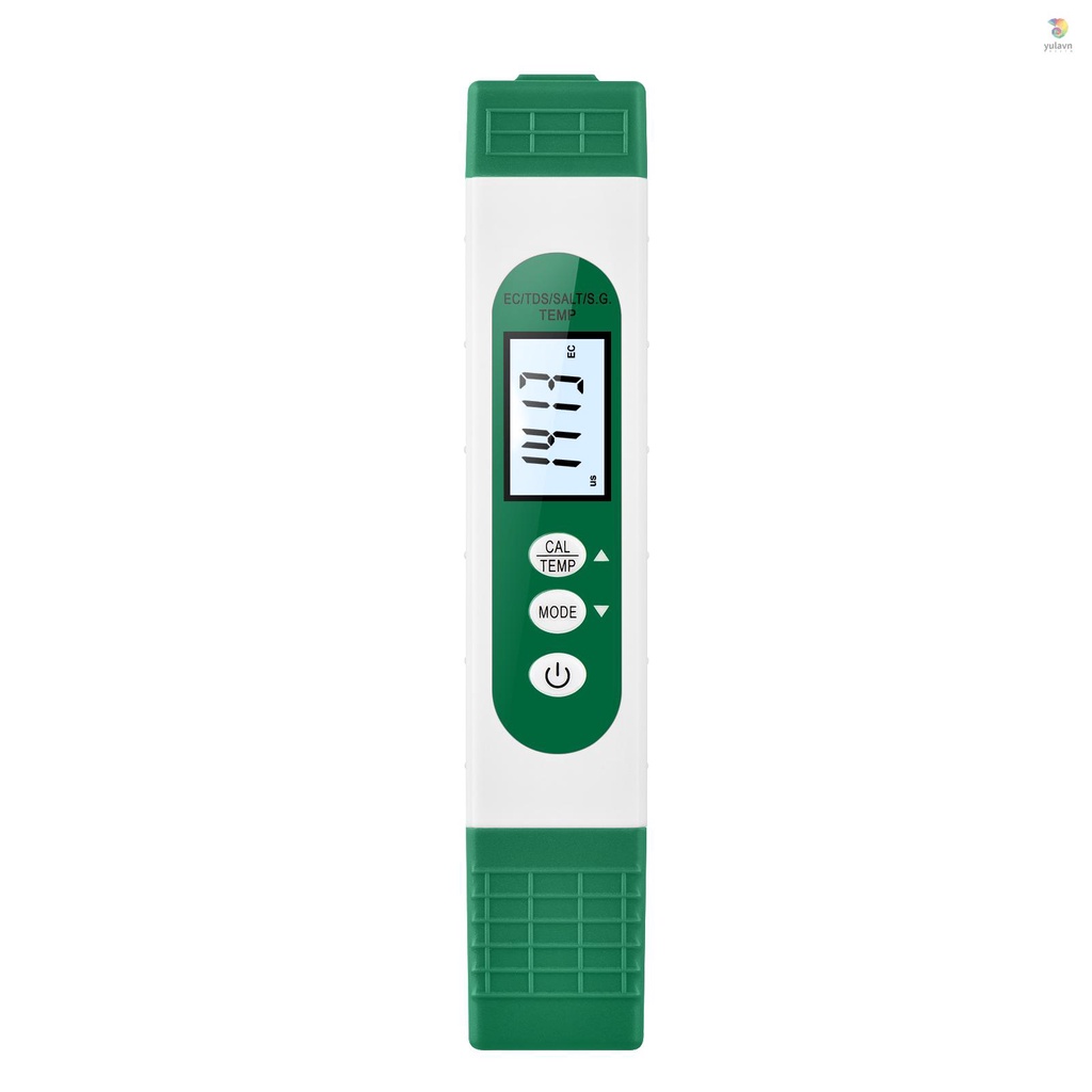 Bút Phân Tích Chất Lượng Nước 5 Trong 1 EC / TDS / S.G / Muối / Nhiệt Độ Nước Kỹ Thuật Số LCD Cho Gia Đình Aquariu