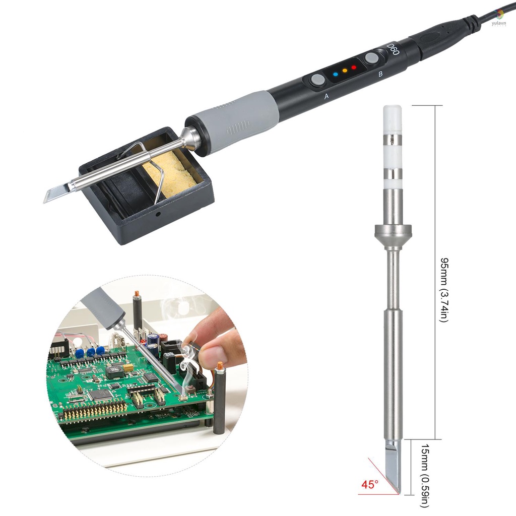 Giá Đỡ Mũi Hàn Sắt SEQURE SQ-D60A Type C 60W Hiển Thị LED Nhiệt Độ Tự Động Có Thể Điều Chỉnh 12-24V