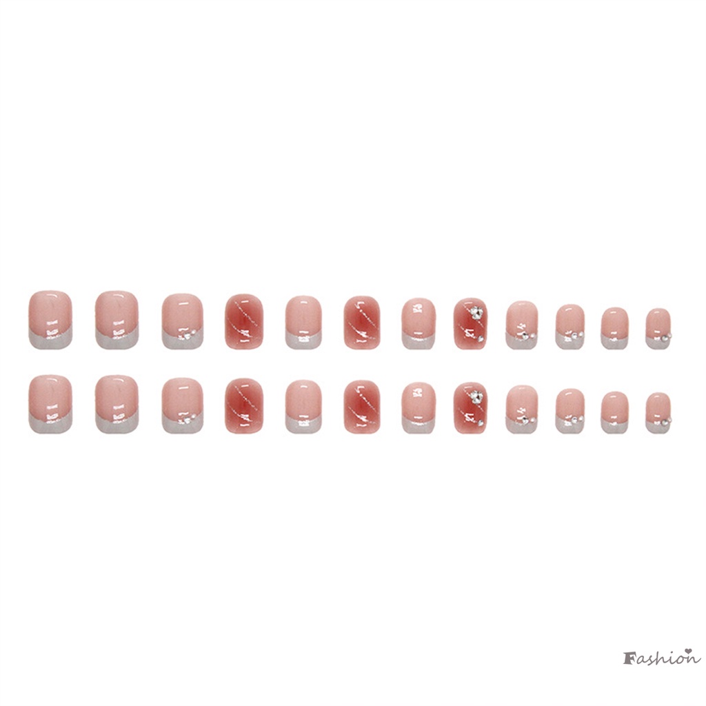 Bộ Móng Tay Giả Hình Vuông Màu Hồng Bóng Bền &amp; Không Bao Giờ Xẻ Tà