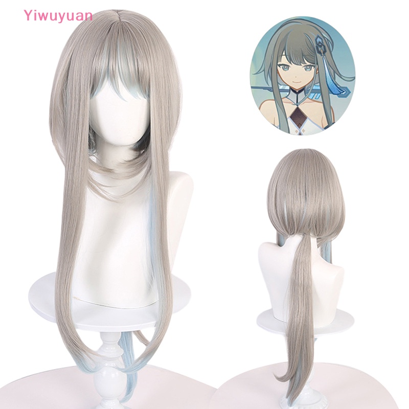 &lt; Yiwuyuan &gt; Tóc Giả Dài 105cm Màu Xám Nhạt Hóa Trang Nhân Vật Anime Genshin Va Chạm Guizhong