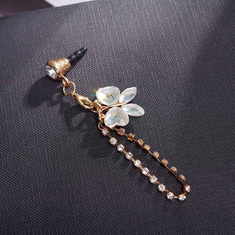 Nút Cắm Chống Bụi Bằng Hợp Kim Hình Bướm Đính Đá Cho Điện Thoại Di Động