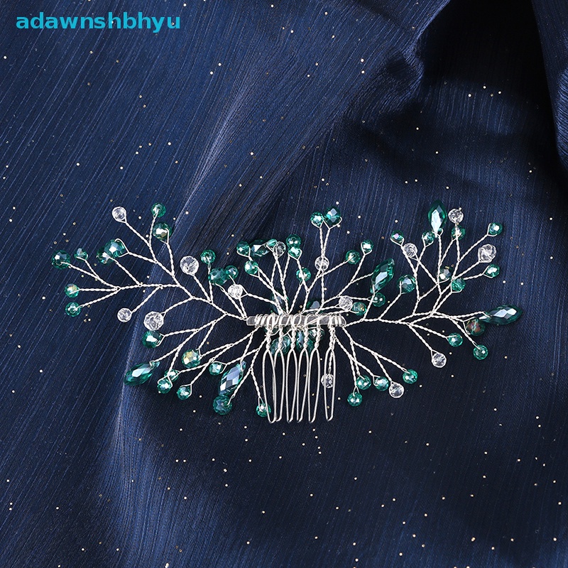 Lược Cài Tóc Đính Đá Xanh Lá Cây Sang Trọng Cho Cô Dâu