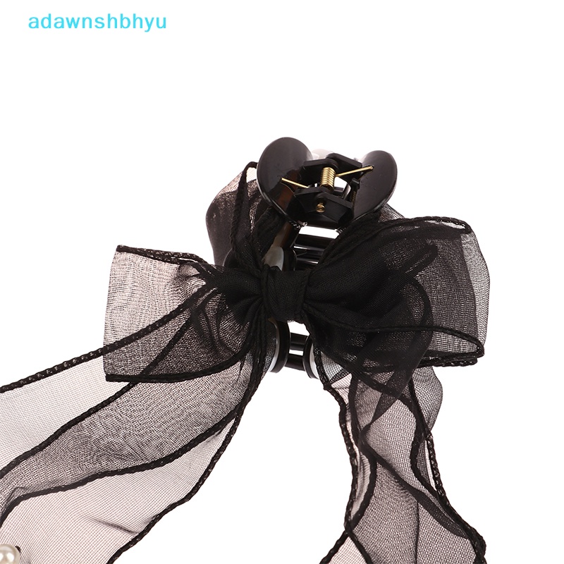 Kẹp Tóc Nơ Đính Ngọc Trai Giả Màu Đen Thời Trang