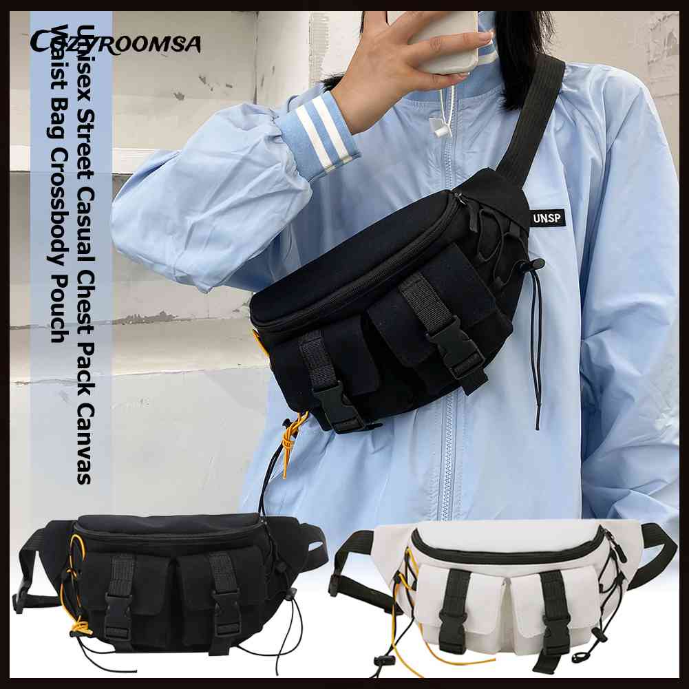 Túi Đeo Chéo Ngực / Thắt Lưng Bằng Vải Bạt Unisex Phong Cách Đường Phố