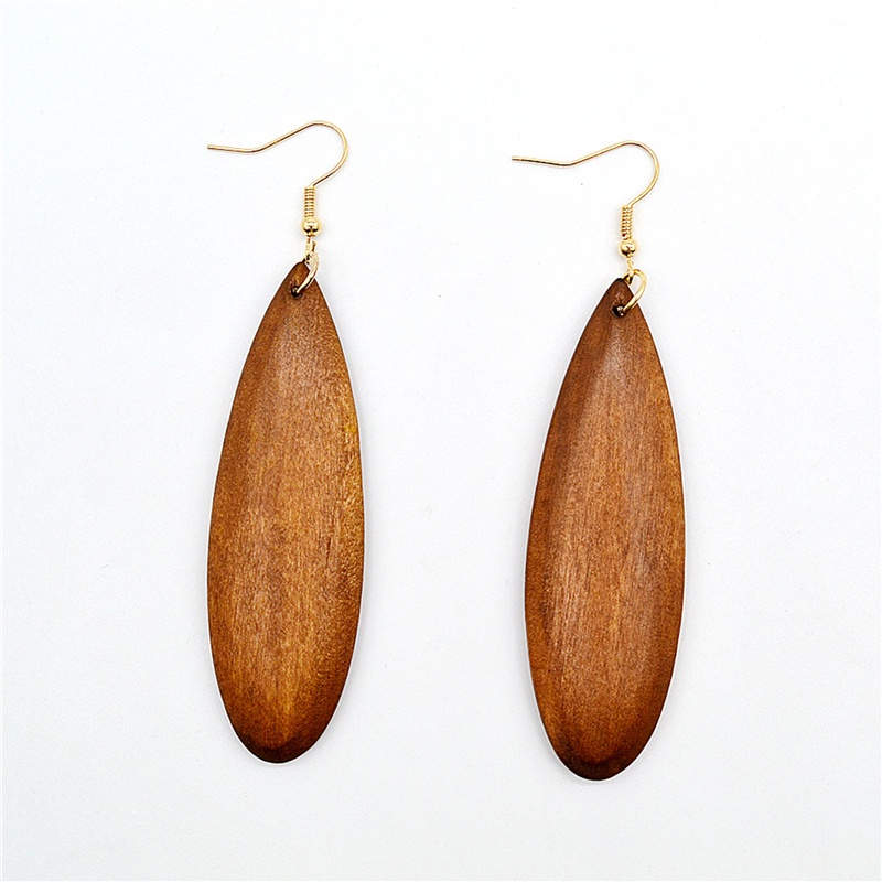 Khuyên Tai Gỗ Tự Nhiên Hình Giọt Nước Nhiều Màu Phong Cách Retro
