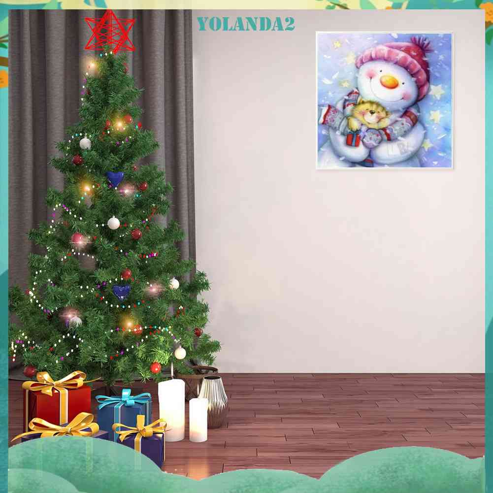 Tranh Đính Đá Kim Cương Toàn Bộ 5D DIY Hình Người Tuyết Giáng Sinh