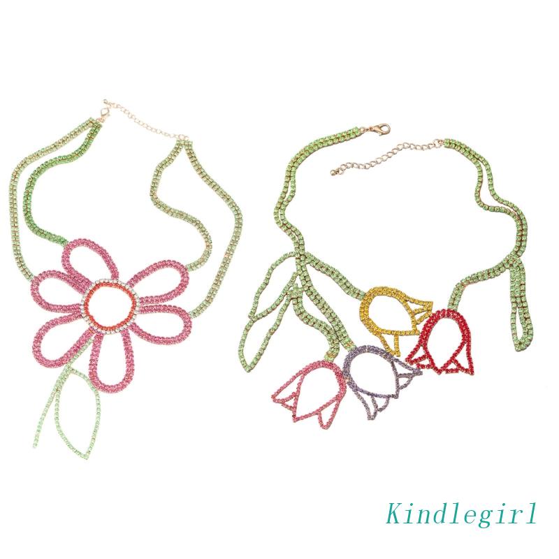 Vòng Cổ Choker Mặt Hoa Đính Đá Phong Cách Bohemian Sang Trọng Cho Nữ