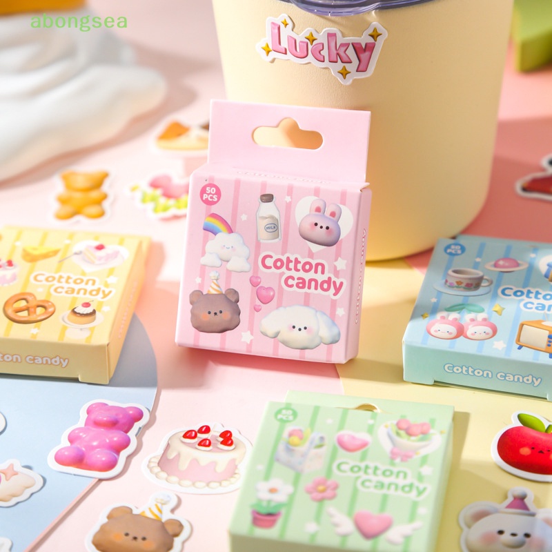 Bộ 50 Sticker Hình Marshmallow Động Vật Dễ Thương Dùng Để Trang Trí Album / Điện Thoại / Sổ Tay