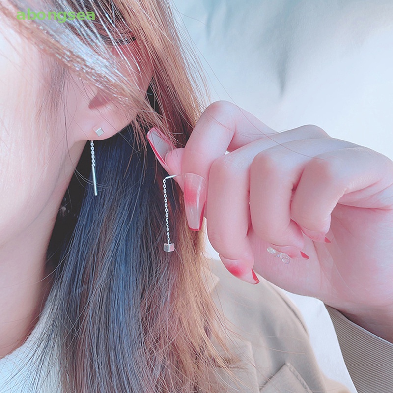 Khuyên Tai Dáng Dài Tua Rua Phong Cách Đơn Giản Cho Nữ