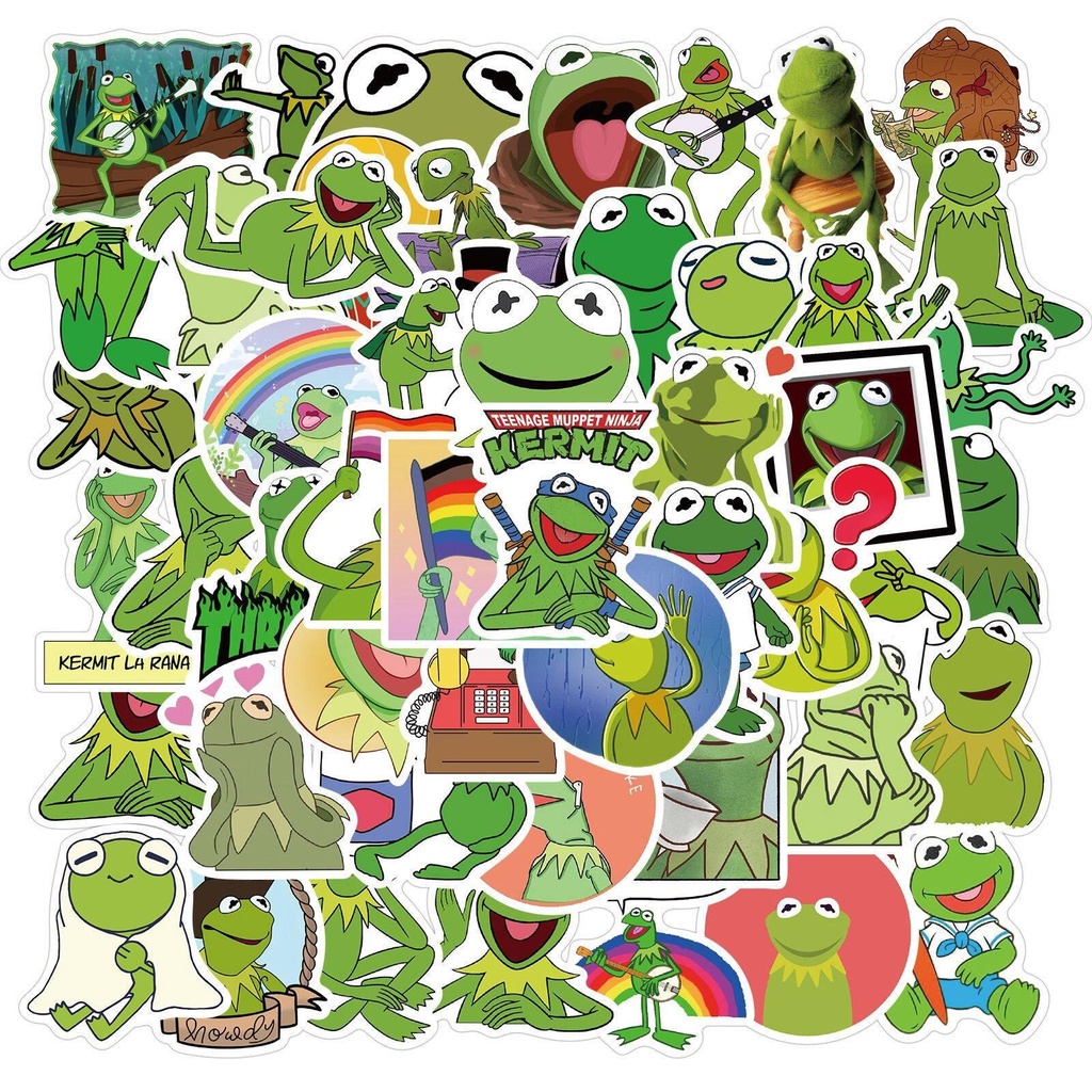 Set 50 Miếng Dán Hình Chú Ếch Graffiti Dễ Thương Chống Thấm Nước Trang Trí Laptop / Mũ Bảo Hiểm / Ván Trượt DIY