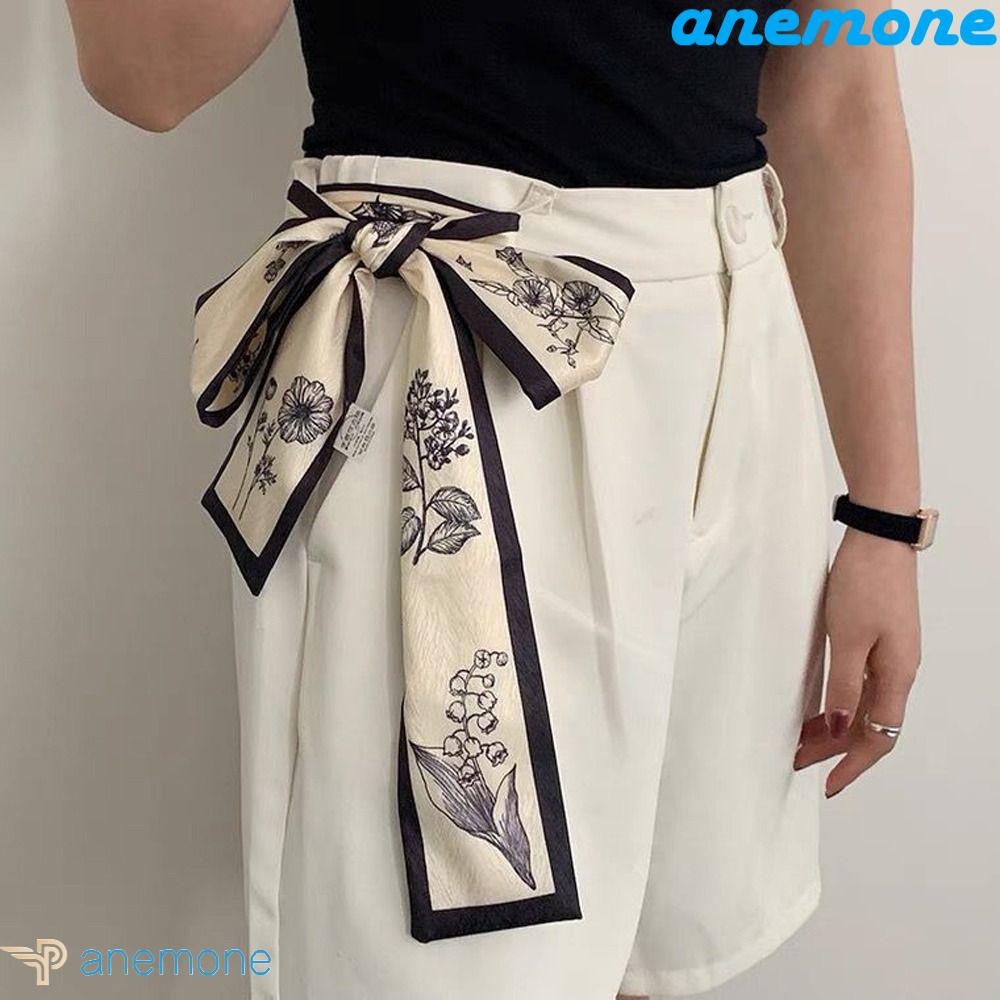 Khăn Choàng Cổ Dài In Họa Tiết Hoa Bằng Lụa Phong Cách Hàn Quốc Thời Trang Cho Nữ