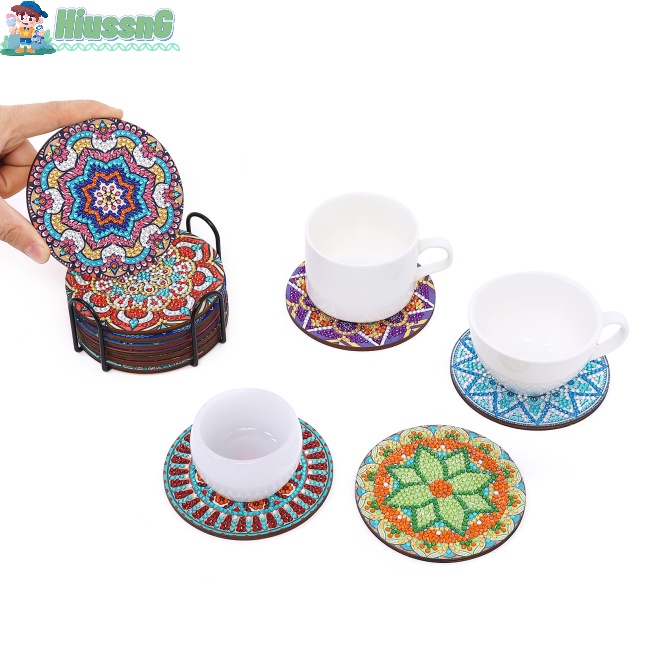 Bộ 12 Đế Lót Ly Họa Tiết Mandala Độc Đáo Diy