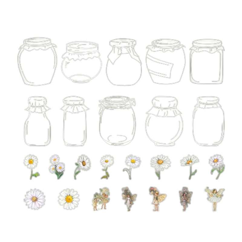 Bộ 40 Miếng Dán Hình Hoa Lá Trang Trí Sổ Tay / Nhật Ký DIY