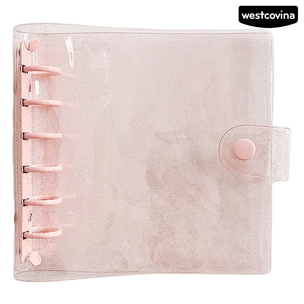 [COD]♪Vỏ Bọc Sổ Tay Nhật Ký Hình Vuông 6 Lỗ Trong Suốt Lấp Lánh Chống Thấm Nước DIY