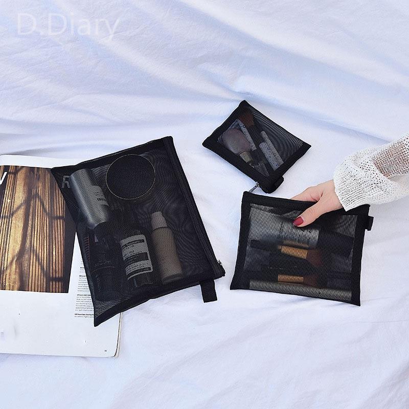 Túi Lưới Đựng Mỹ Phẩm Trang Điểm Có Khóa Kéo Tiện Dụng Cho Nữ