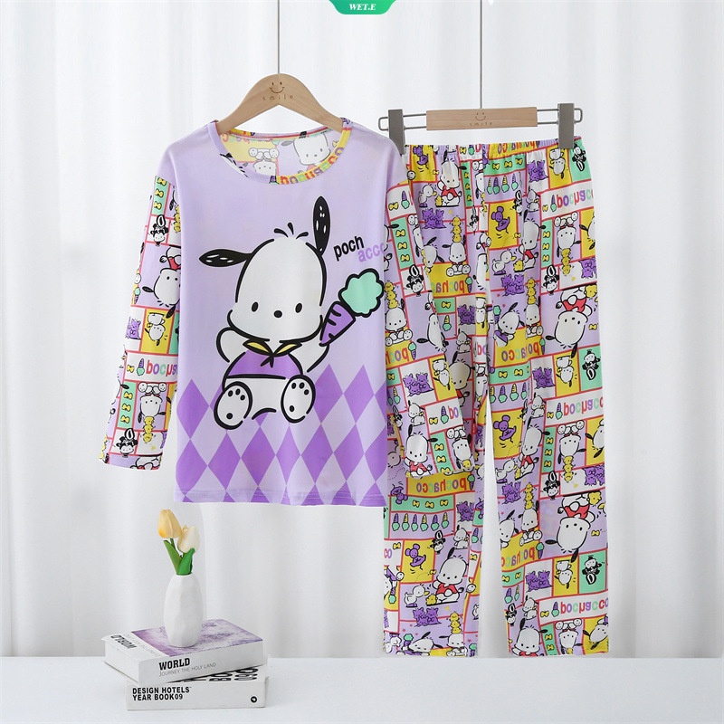 Bộ Đồ Ngủ Tay Dài In Hoạt Hình Sanrio Cinnamoroll Kuromi Pachacco Mới 2023