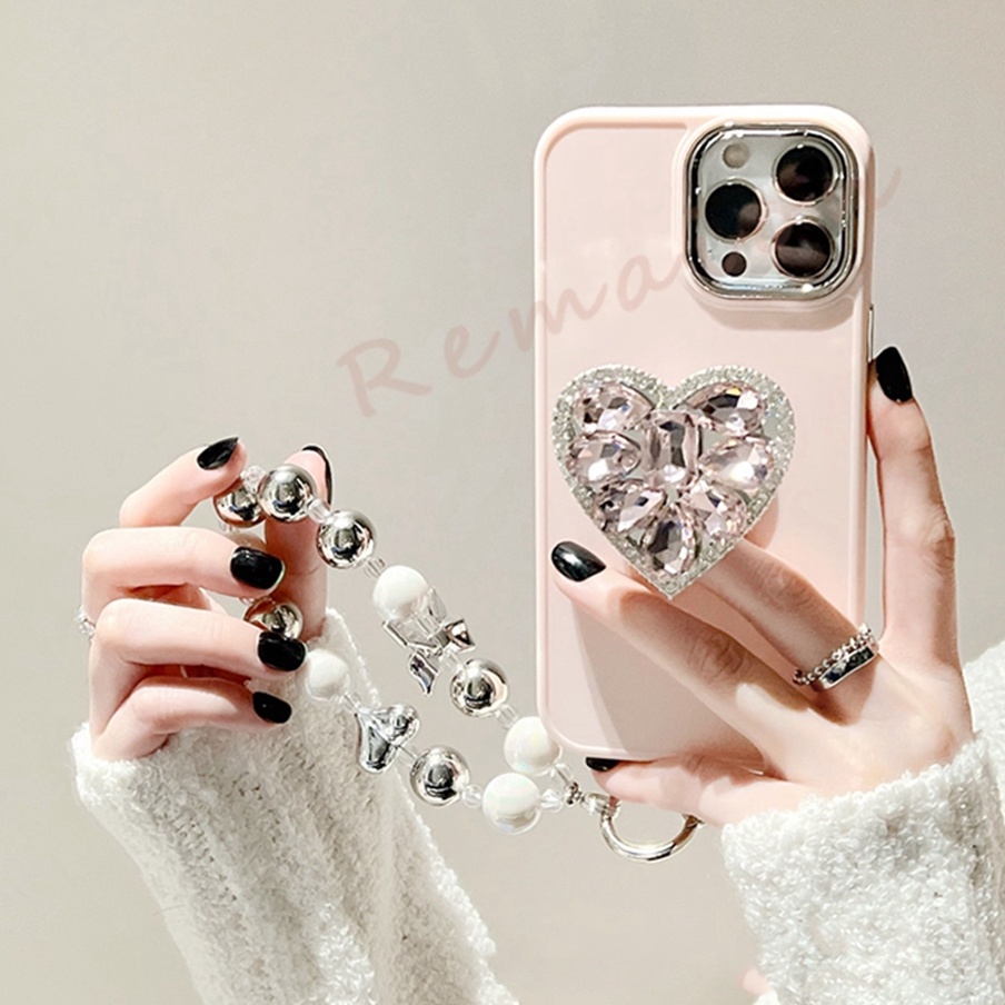 Ốp Điện Thoại Silicon Đính Đá Hình Trái Tim 3D Cho iPhone 11 12 13 14 Pro MAX 7 8 Plus 11Pro X XR XS MAX SE 2020 2022