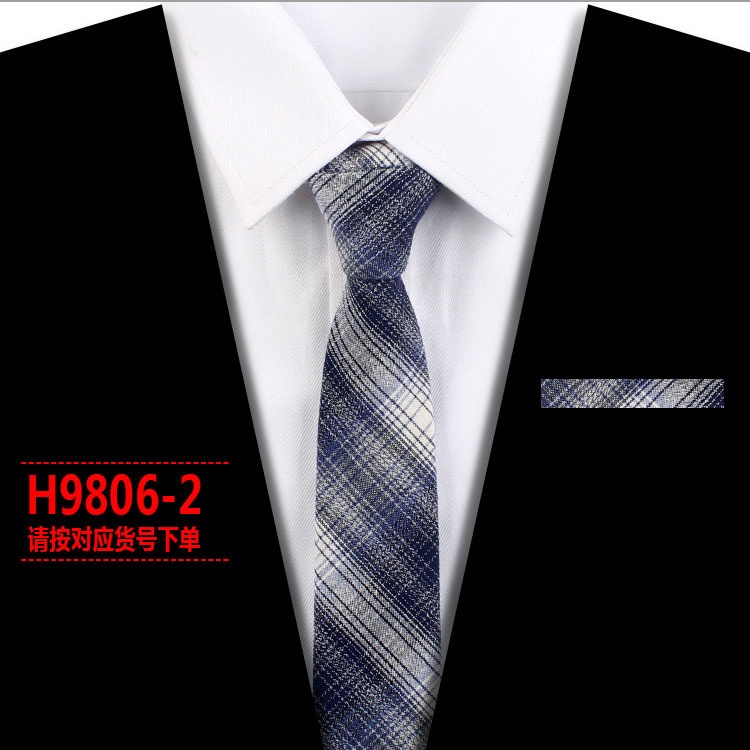 Cà Vạt Cotton 6CM Sọc Ca Rô Thời Trang Lịch Lãm Cho Nam