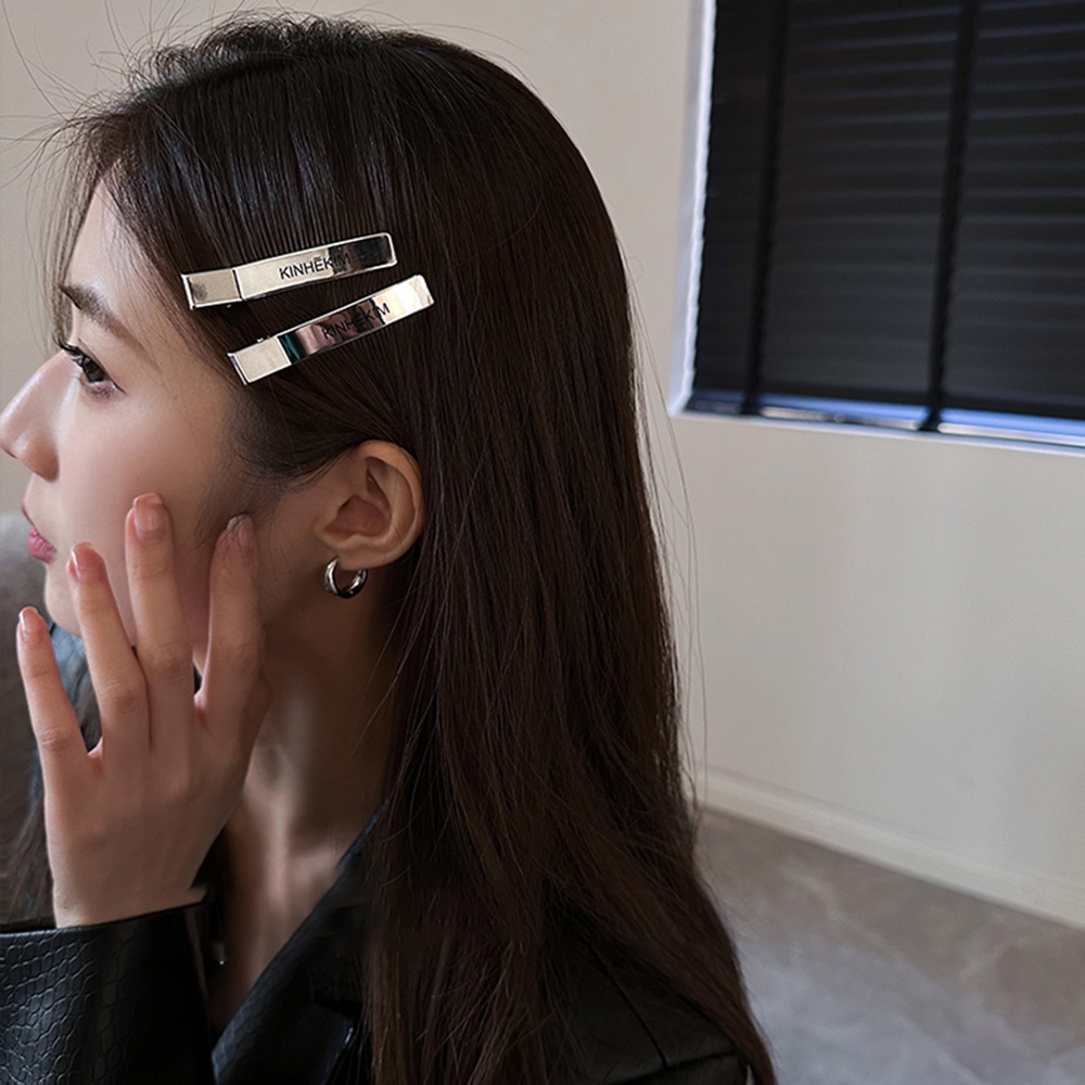 Kẹp Tóc Dạng Cá Sấu Phẳng Bằng Kim Loại Màu Bạc DIY